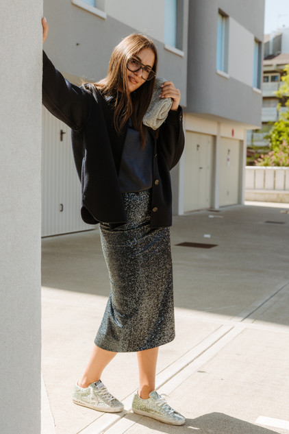 8PM - Gonna Shiori midi con paillettes all over blu