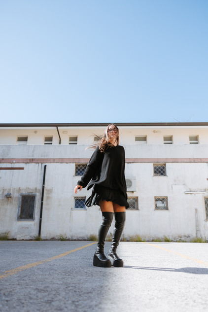 Semicouture - Abito con gonna plisettata e sopra maglia in misto lana