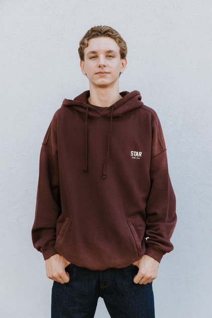 Golden Goose - Felpa unisex con cappuccio in cotone bordeaux con logo