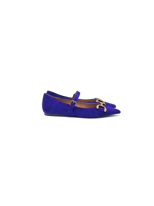 Bibi Lou - Ballerina a punta con cinturino in suede viola