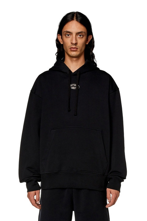 Diesel - Felpa hoodie oversize con logo metallico S-Macs-Hood-Od nera