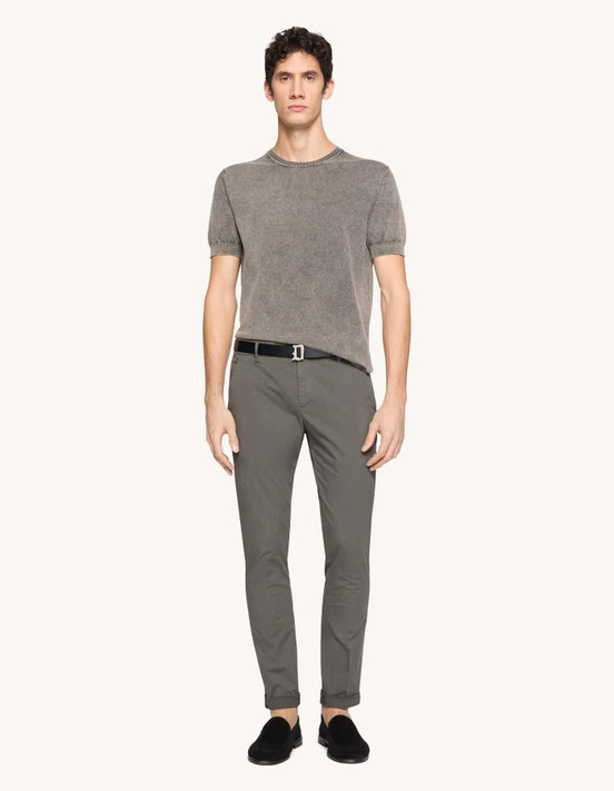 Dondup - Pantaloni Gaubert slim in gabardina leggera fumo