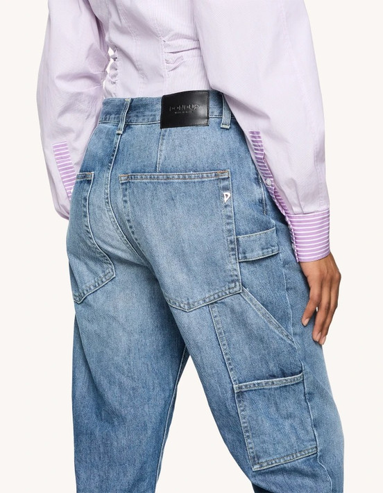 Dondup - Jeans Carrie carrot in denim fisso slegato blu lavaggio medio pulito