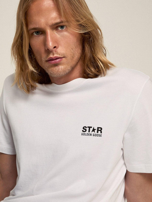 Golden Goose - T-shirt bianca Collezione Star con logo e stella nera a contrasto