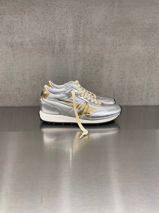 Golden Goose - Marathon donna con tomaia in nylon argento e stella oro