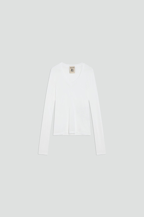 Semicouture - Maglia Tricia scollata a V in jersey modal bianca