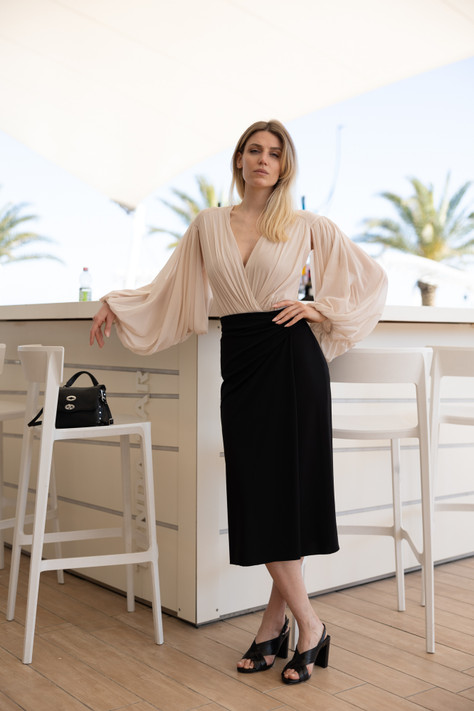 Philosophy di Lorenzo Serafini - Body in tulle stretch rosa cipria