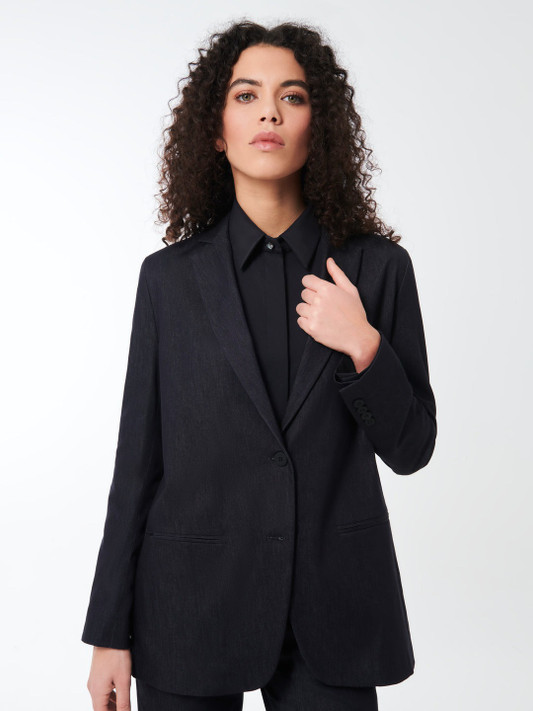 RRD - Blazer donna Marina Boyfriend in techno denim blu black