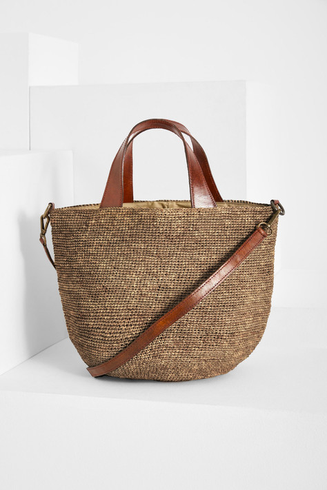 Ibeliv - Borsa Mirozy in rafia dark tea Ibeliv - Borsa Mirozy in rafia dark tea