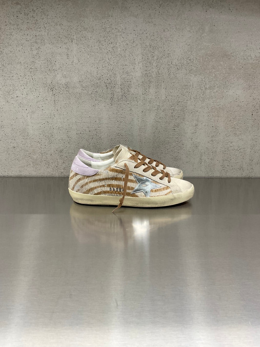 Golden Goose - Super-Star donna in in cavallino zebrato e stella argento