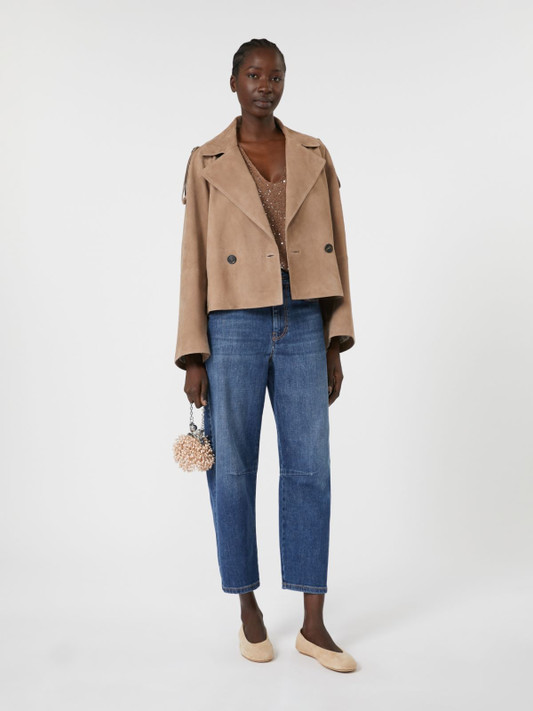 Max Mara Weekend - Trench corto Maga in suede marron glacè Max Mara Weekend - Trench corto Maga in suede marron glacè