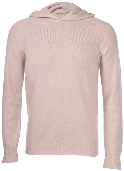 Gran Sasso - Maglia rasata in lana Super Geelong con cappuccio beige chiaro Gran Sasso - Maglia rasata in lana Super Geelong con cappuccio beige chiaro