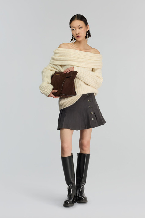 Semicouture - Gonna a pieghe Susan in gabardina di cotone antracite Semicouture - Gonna a pieghe Susan in gabardina di cotone antracite