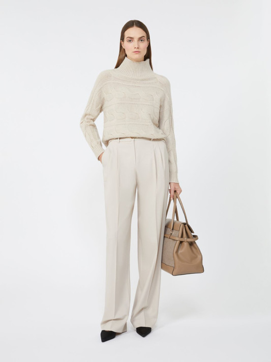 Max Mara Studio - Maglia Vodka in lana e cachemire a trecce mastice Max Mara Studio - Maglia Vodka in lana e cachemire a trecce mastice