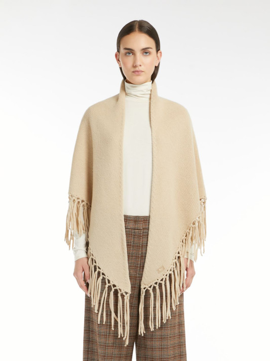 Max Mara Weekend - Scialle Tornado in lana con frange beige Max Mara Weekend - Scialle Tornado in lana con frange beige