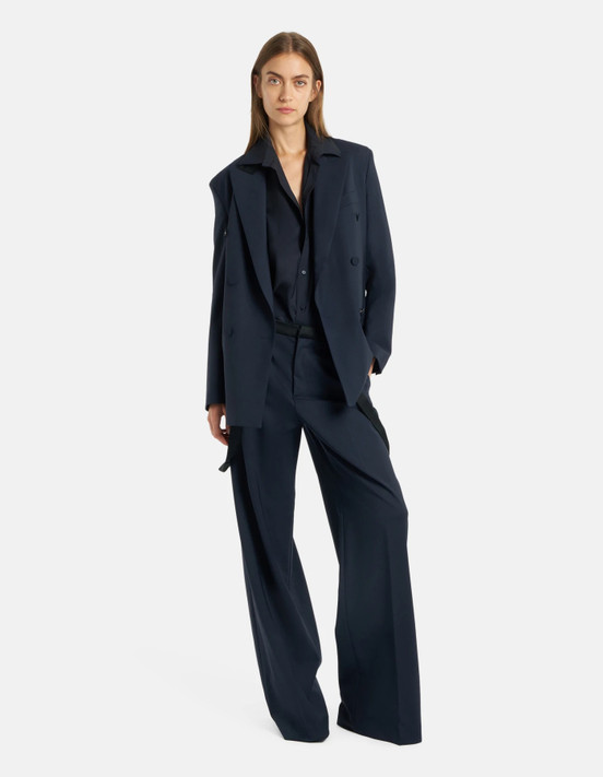 Dondup - Camicia loose in popeline di lana extrafine blu Dondup - Camicia loose in popeline di lana extrafine blu