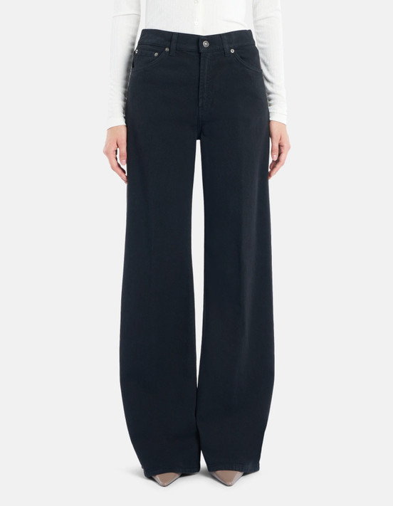 Dondup - Jeans Amber wide leg in bull stretch nero Dondup - Jeans Amber wide leg in bull stretch nero