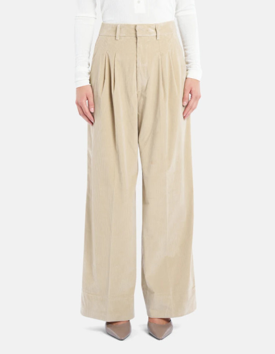 Dondup - PantalonI Eloise wide leg in corduroy beige Dondup - PantalonI Eloise wide leg in corduroy beige