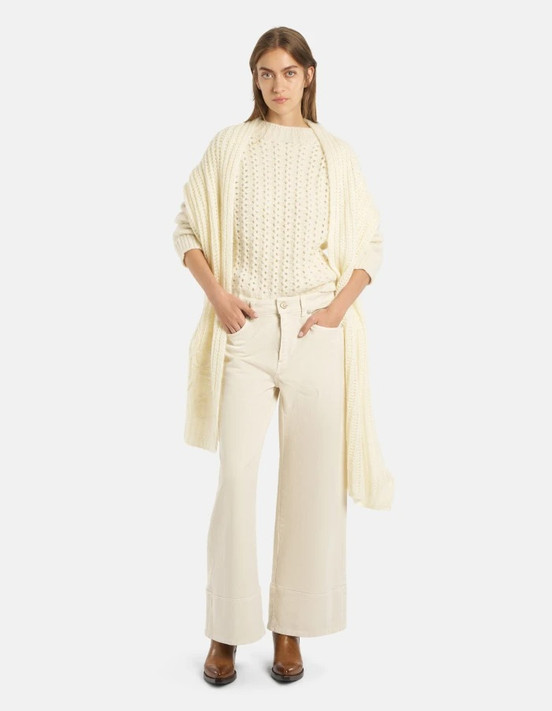 Dondup - Maglia collo cratere regular in alpaca e lana fantasia panna Dondup - Maglia collo cratere regular in alpaca e lana fantasia panna