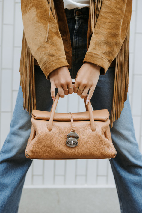 Zanellato - Borsa Dotta in pelle martellata brown amaretto tgS Zanellato - Borsa Dotta in pelle martellata brown amaretto tgS