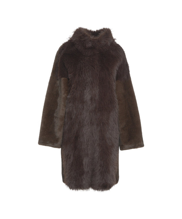 Bully - Cappotto in eco pelliccia a manica lunga testa di moro Bully - Cappotto in eco pelliccia a manica lunga testa di moro