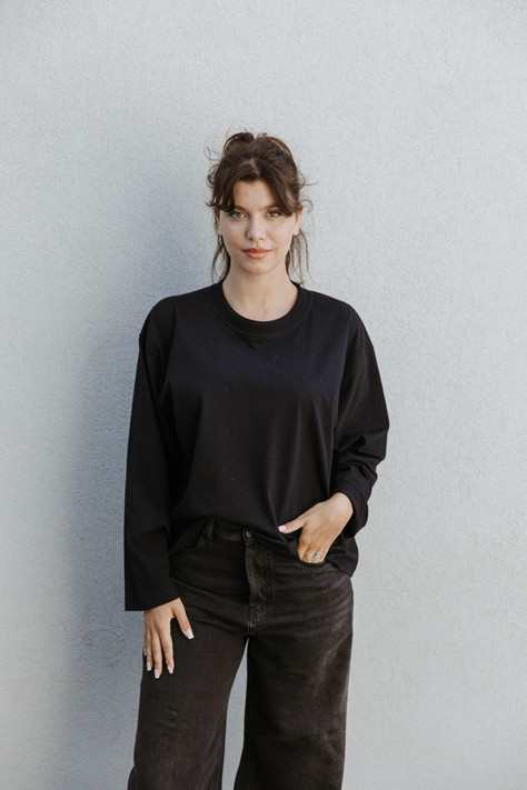 8PM - T shirt Raina a manica lunga con applicazioni nera 8PM - T shirt Raina a manica lunga con applicazioni nera