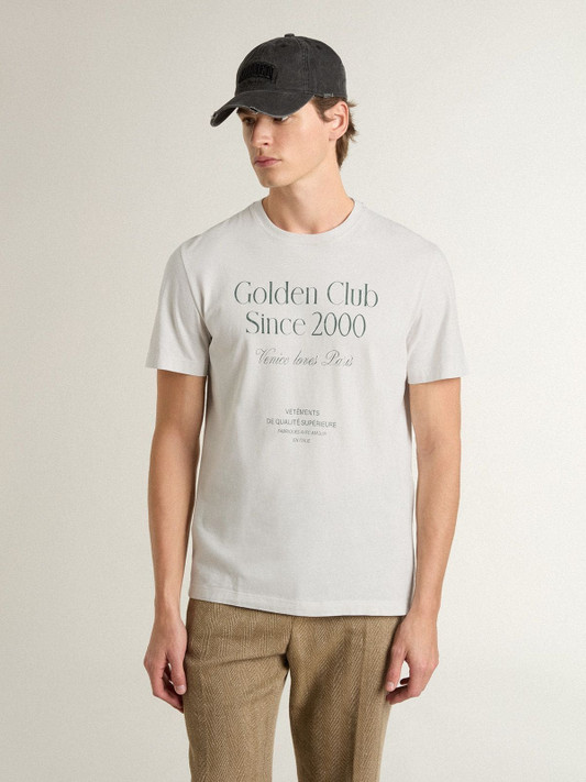 Golden Goose - T-shirt da uomo in cotone bianco con stampa verde Golden Goose - T-shirt da uomo in cotone bianco con stampa verde