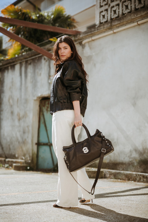 Zanellato - Borsa Dotta Extra Large in pelle liscia Brown Carbone