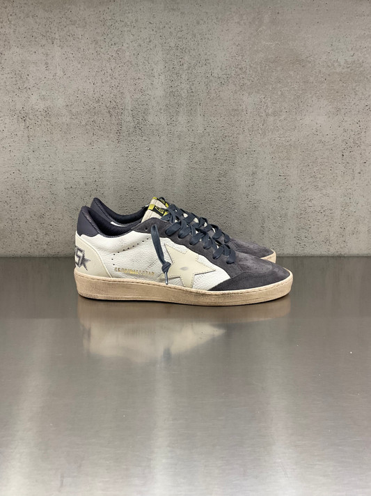 Golden Goose - Ball Star uomo in pelle e camoscio indaco con stella ghiaccio