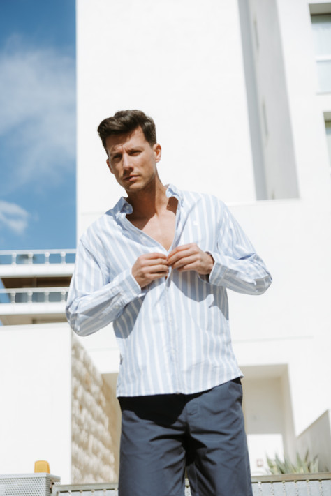 Carhartt - Camicia L/S Deven shirt deven stripe, bleach / white