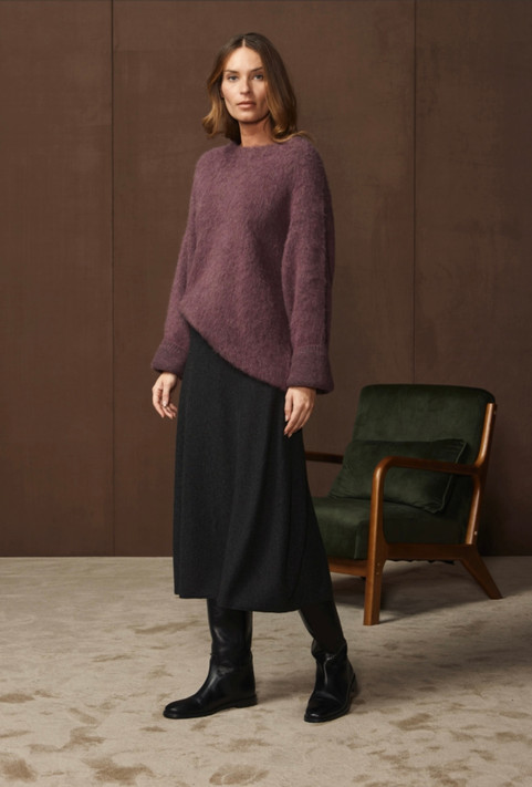 Gran Sasso - Girocollo effetto garzato vinaccia