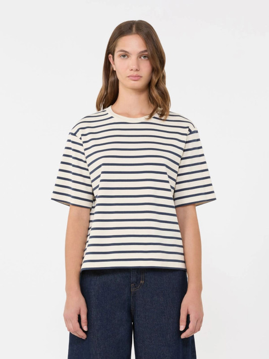 Max Mara Weekend - T-shirt in jersey di cotone a righe panna e blu