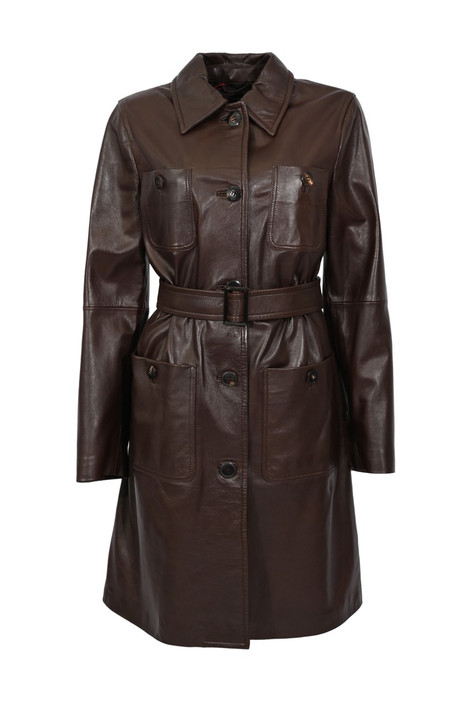 Max Mara Studio - Trench MSTAMACA in pelle di agnello marrone