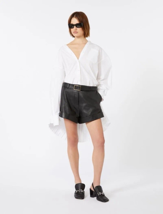 Sportmax - Over shirt con dettaglio plissé bianca