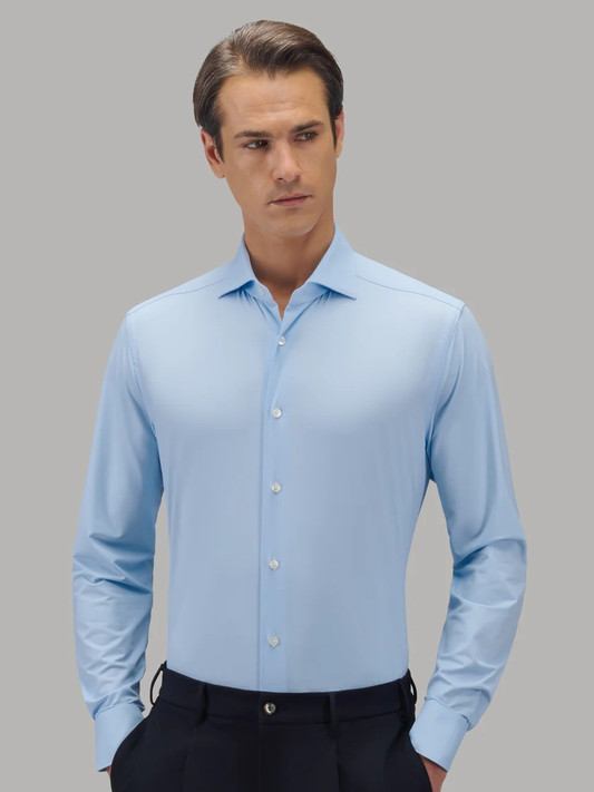 Xacus - Camicia Collo Francese Tinta Unita Twill Bianco