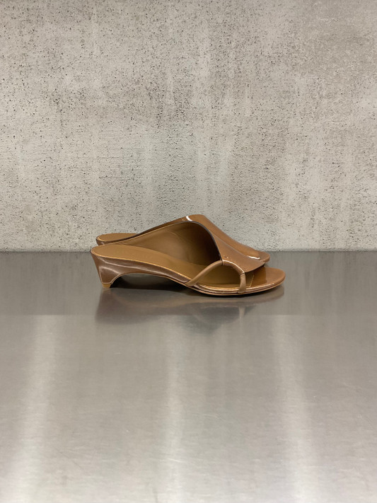 Roberto Del Carlo - Sabot con tacco in pelle lucida noce