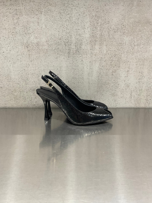 Sergio Levantesi - Slingback Olivia in pelle effetto pitone nera