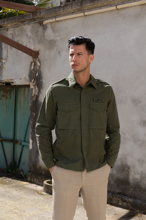 Aspesi - Camicia militare in cotone verde