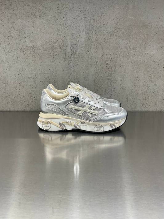 Premiata - Sneakers Moerund in pelle e tessuto tecnico argento