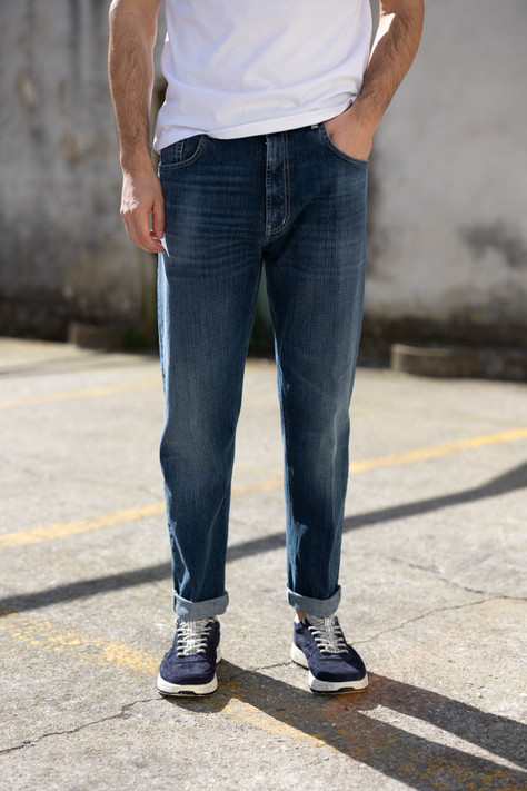 Dondup - Jeans Ervin loose in denim fisso lavaggio medio pulito