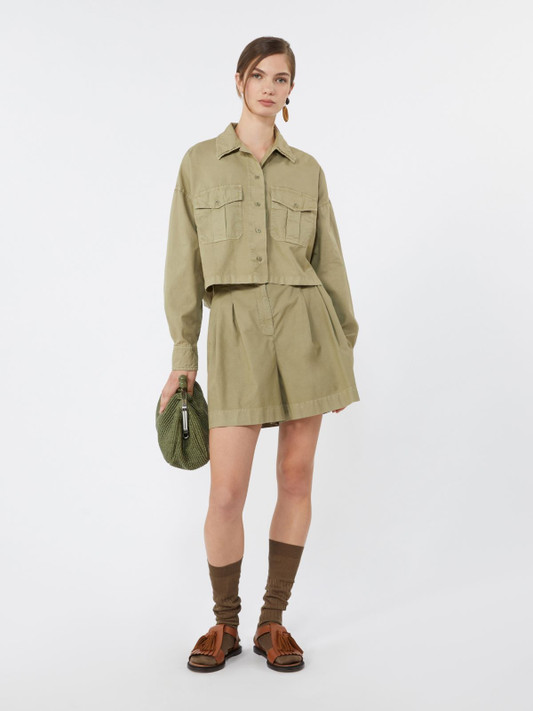 Max Mara Weekend - Bermuda Armonia in puro cotone verde oliva