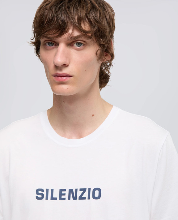 Aspesi - T-shirt uomo in jersey di cotone con stampa -Silenzio-