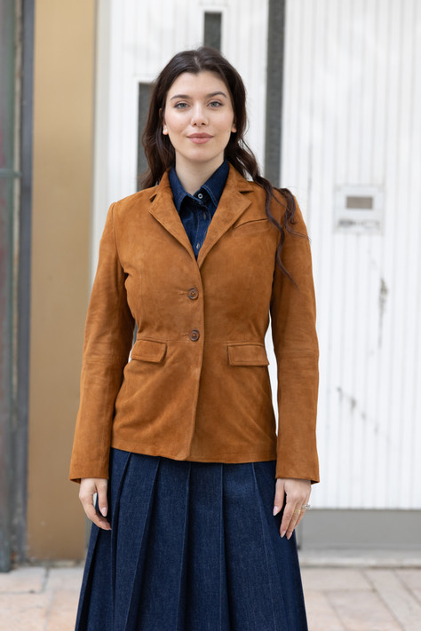 Bully - Giacca sfiancata in suede cognac