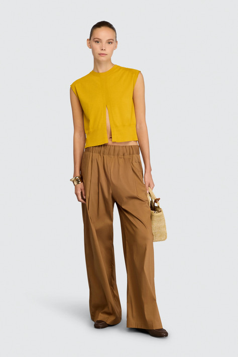 Semicouture - Pantalone Jhonny in popeline di cotone cammello