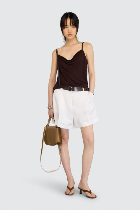 Semicouture - Short Janessa con cintura in viscosa e lino bianco