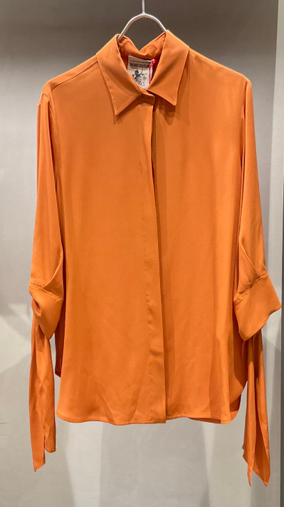 Semicouture - Blusa Brittani in crepe de chine arancio