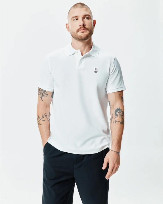 Psycho Bunny - Polo Classic in pique di cotone bianca
