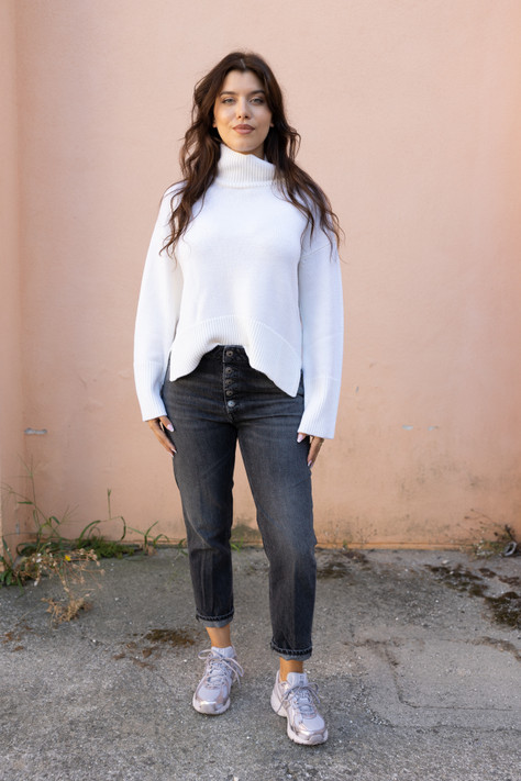 Dondup - Maglia dolcevita over in lana color panna