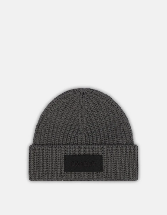 Dondup - Cappello in lana tecnica color grigio roccia