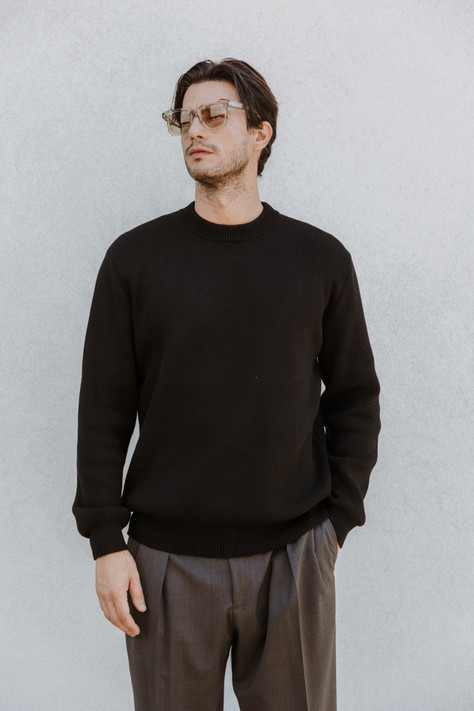 Golden Goose - Maglione da uomo girocollo in cotone nero